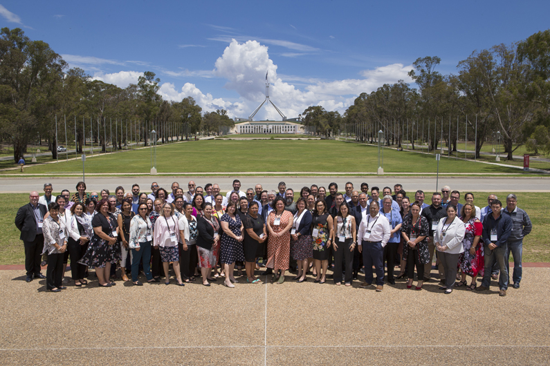 Senior Indigenous Public Servants in front of Parliament House in Canberra